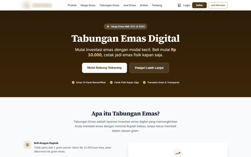 E-commerce Logam Mulia, Tabungan Emas