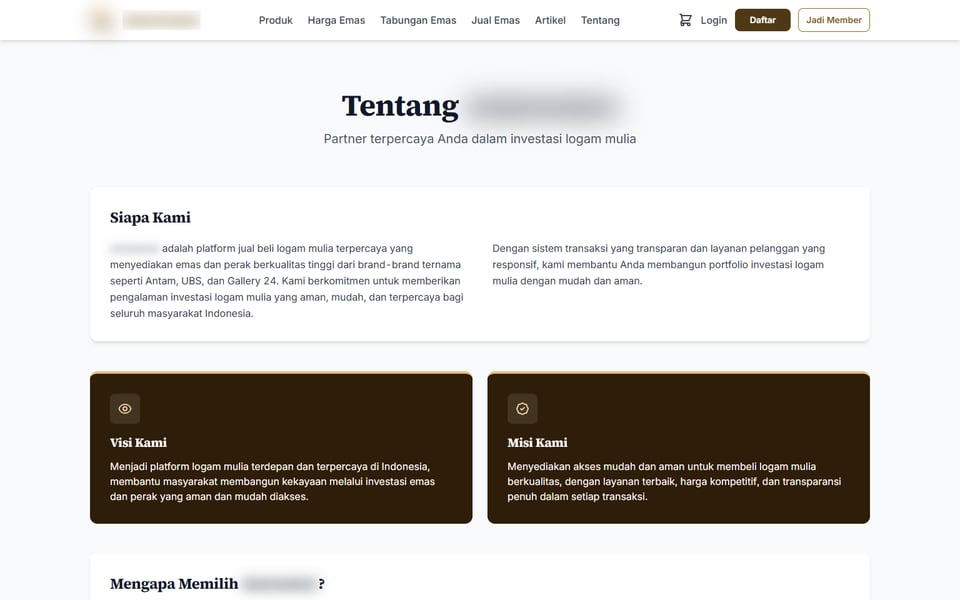 E-commerce Logam Mulia, Tentang