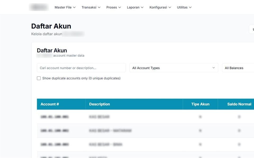 General Ledger System, Chart of Accounts