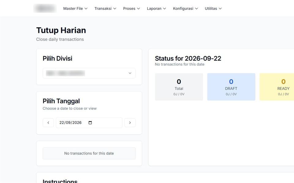 General Ledger System, End of Day